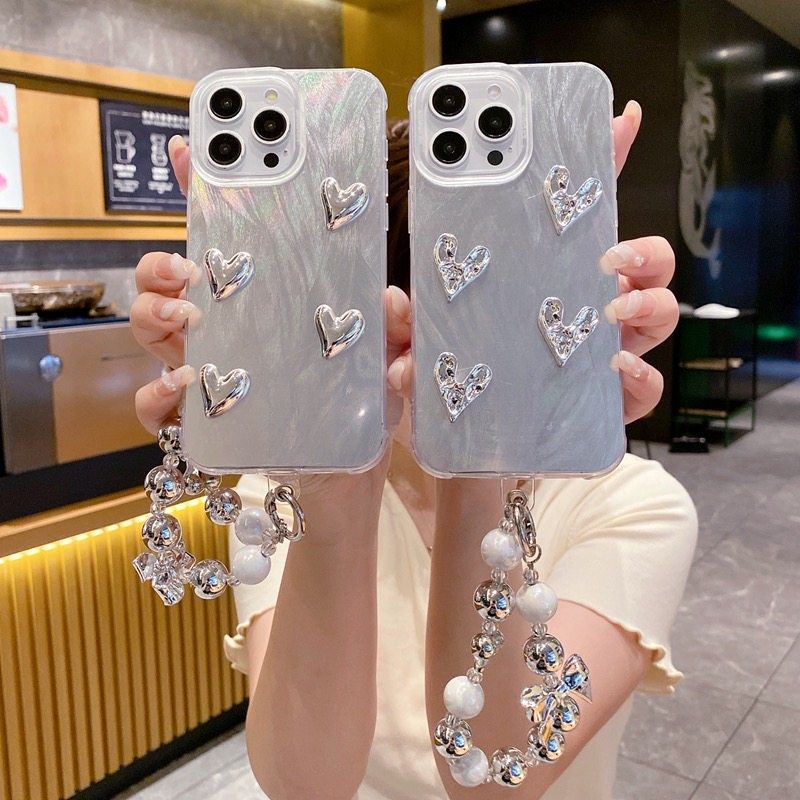 IMD羽纱壳适用iphone16PRO镭射爱心手机壳苹果11/14简约防摔手机壳