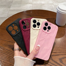 磨砂褶皱适用苹果16PROMAX纯色手机壳iphoneXR/13简约防摔tpu保护套