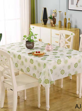2025款绿色花朵一次性桌布单张叠结实餐桌布圆形台布聚会防水防油