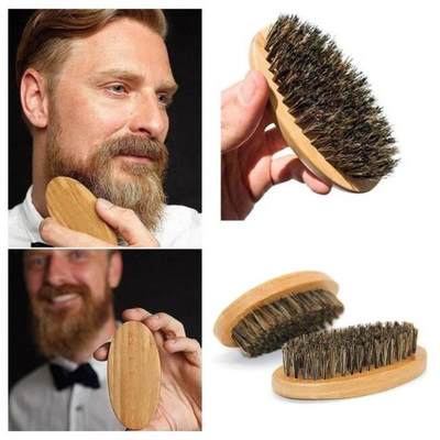 Men Boar Hair Bristle Beard Mustache Brush Military Hard Rou