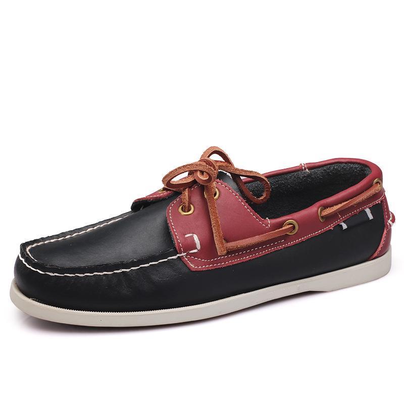 Men&#39;s Classic 2 Eye Boat Shoes Leather Sneakers真皮