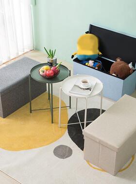 Cotton linen storage box stool folding cloth art multi-funct
