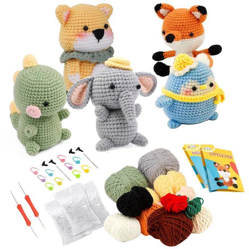 KRABALL DIY Crochet Animal Kit With Hand Knitting Yarn-封面