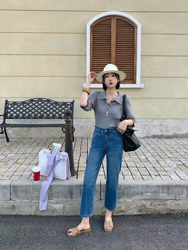 小松菜大码软牛仔四面弹2026夏款新款蓝色牛仔裤烟管裤九分裤822