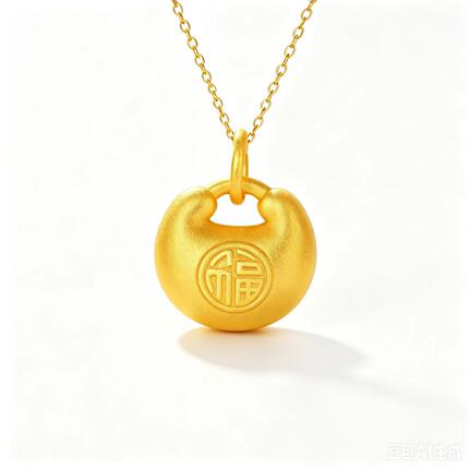 小胖福999足金项链吊坠（约0.2g)