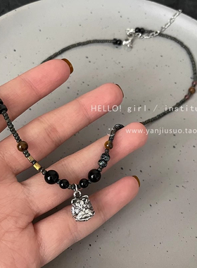 新中式国风醒f狮吊坠项链女款轻奢小众复古民族风配饰高级感卫衣