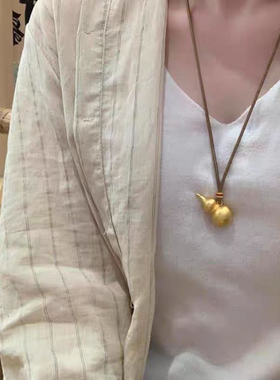 韦雪同款古法金色小葫芦吊坠项链女新中式轻奢高级感项链