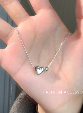 #1433studio玫瑰的故事黄亦玫同款项链银色爱心简约不掉色锁骨链