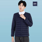 轻薄羽绒服男2025新款 短款 无领内穿保暖内胆圆领可变V领90%白鸭绒