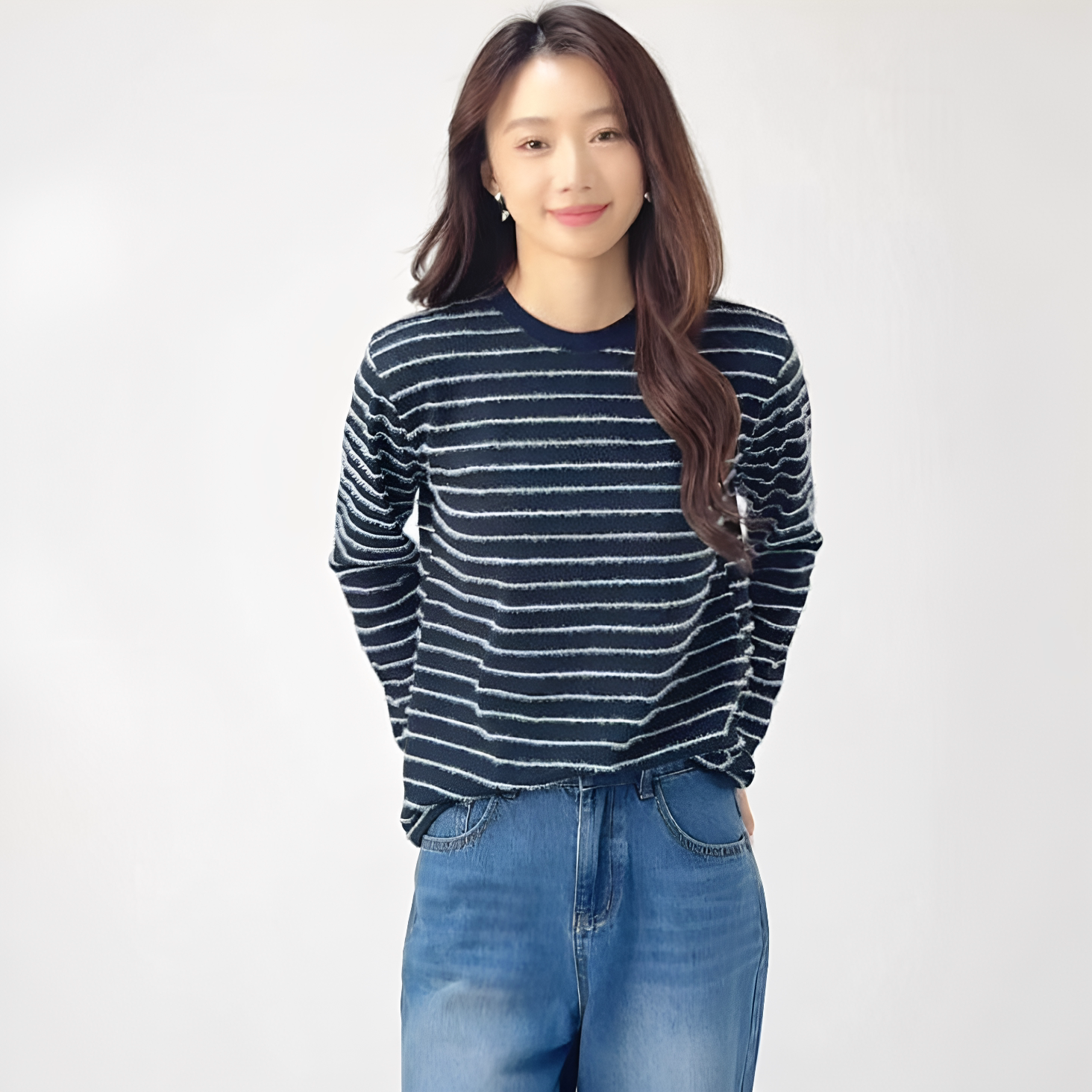 2026年秋冬新款长袖宽松条纹衫女士