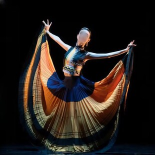 新款彝族舞蹈服彝裳裙影舞蹈服演出服彝族服装女彝族大摆裙表演服