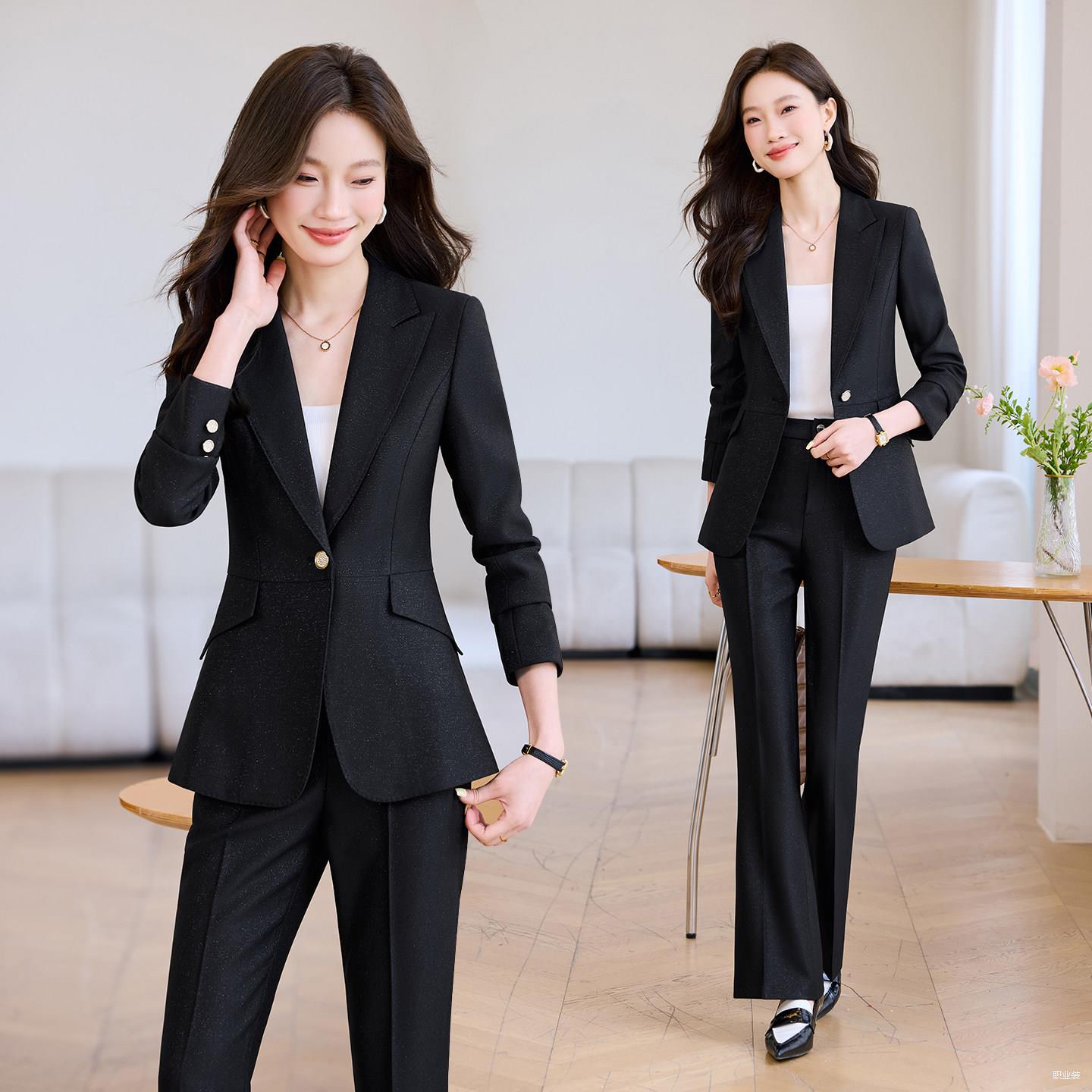黑色西装套装女2025冬季