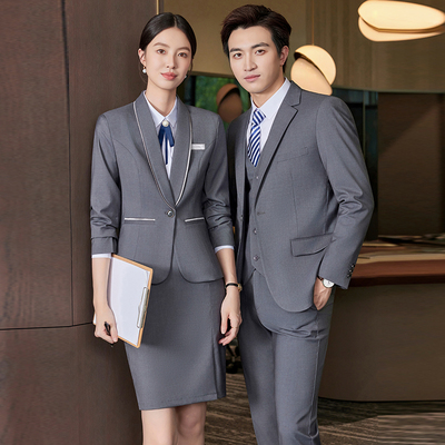 高级感灰色职业西装套装职场通勤