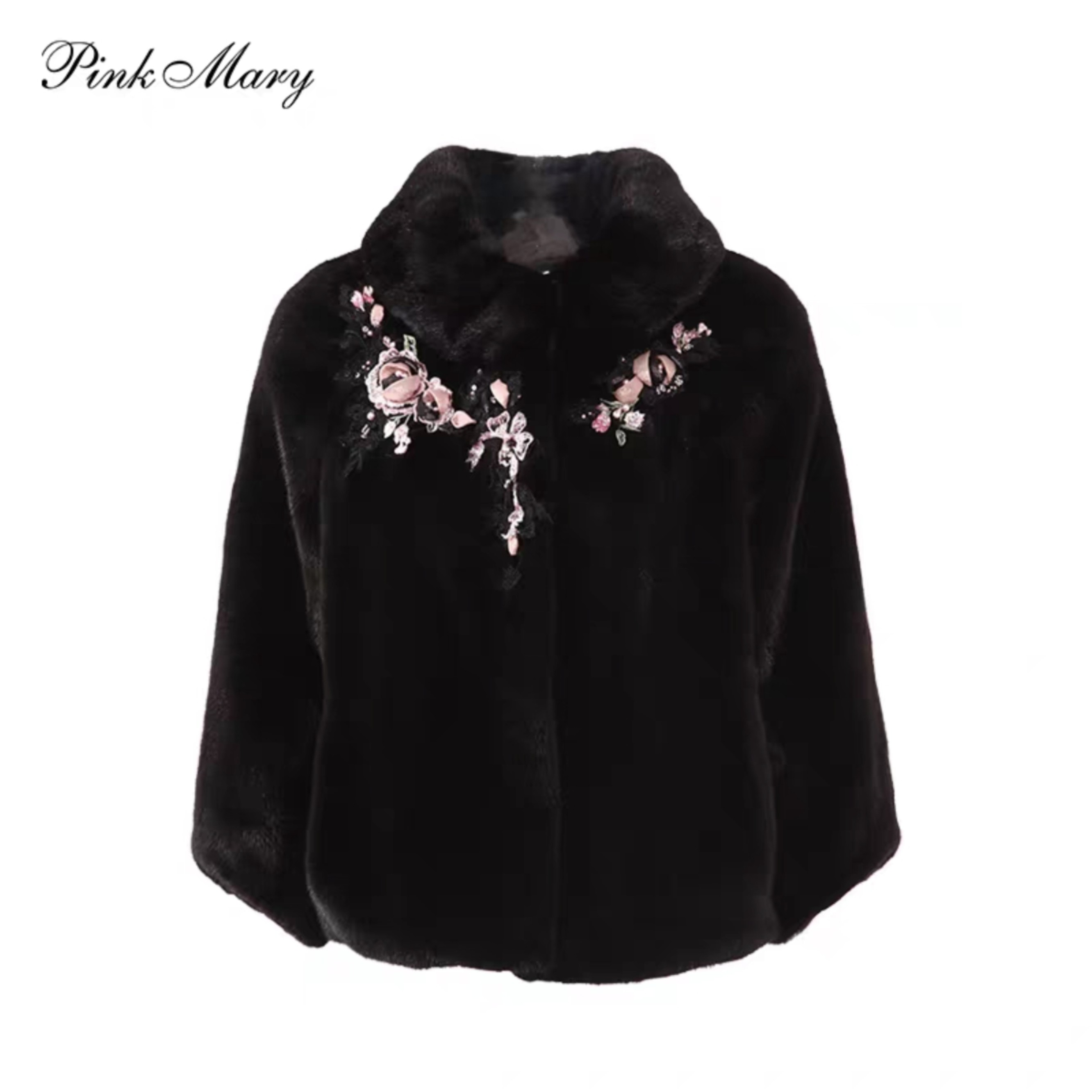 PMAMW7806-88/29800PinkMary粉红玛琍皮草女春秋时尚短款貂毛外套