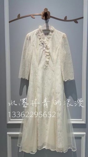 粉红玛琍PMAOS5102-31/1980连衣裙女夏季新款中长蕾丝连衣裙