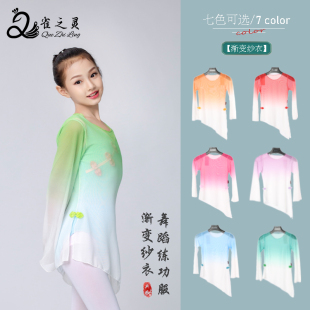 舞蹈服儿童女少儿练功服古典演出服夏季 体操服纱衣上衣中国风飘逸