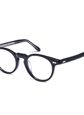 日本手制眼镜TVR505同款透明唐草纹复古板材圆框大脸近视镜架批发