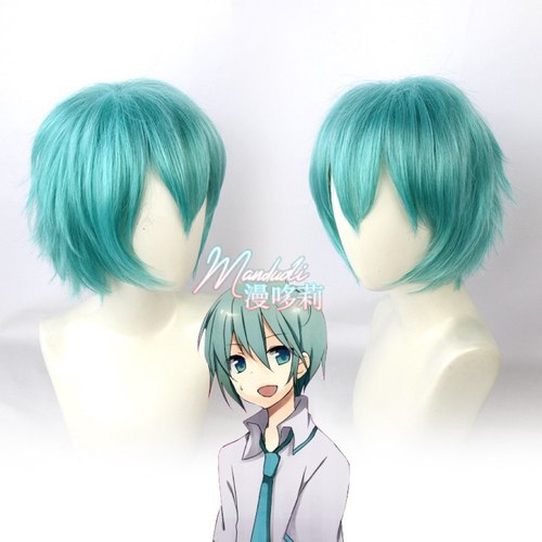 恋爱战争 初音男版vocaloid 水蓝色cos假发mikuo刀剑乱舞一期一振