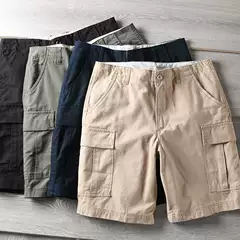 Bangladesh Oem! In-Store Price 199 Yuan, Summer Men's Washed Cotton Solid Color Workwear Casual Shorts, Five-Point Shorts
