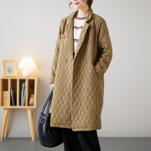 韩版文艺宽松翻领薄棉外套棉服