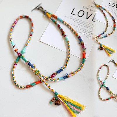 DIY手机挂绳斜挎手工编织藏式