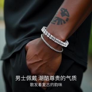 祖母绿切工方糖满钻手链闪耀全钻宴会轻奢男女18k白金定制送礼物