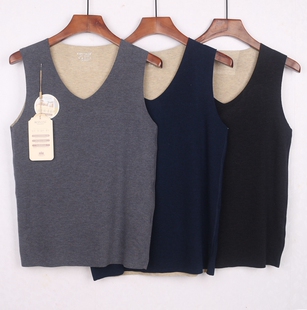 秋冬庄泰内衣保暖背心打底无痕山羊绒蚕丝磨绒加厚马甲坎肩上衣男