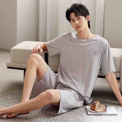 莫代尔睡衣男款夏季2025新款男士冰丝夏天短袖短裤薄款家居服套装