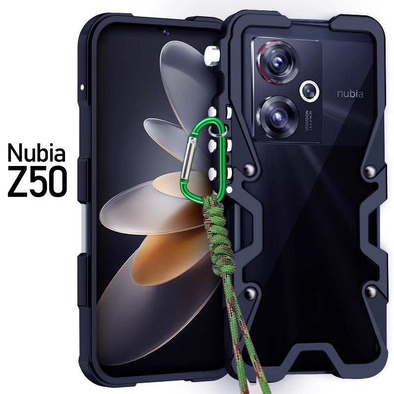 适用于努比亚Z50手机壳金属边框Z40Pro保护壳防摔铝合金硬外壳Z30PRO保护套机械臂挂绳手绳高档轻奢潮款男女