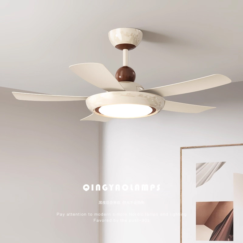QINGYAO清瑶 风扇灯法式奶油风卧室吊扇灯护眼静音隐形电扇灯具,家装灯饰光源,风扇灯,淘宝优惠券,粉丝福利购,淘宝优惠卷