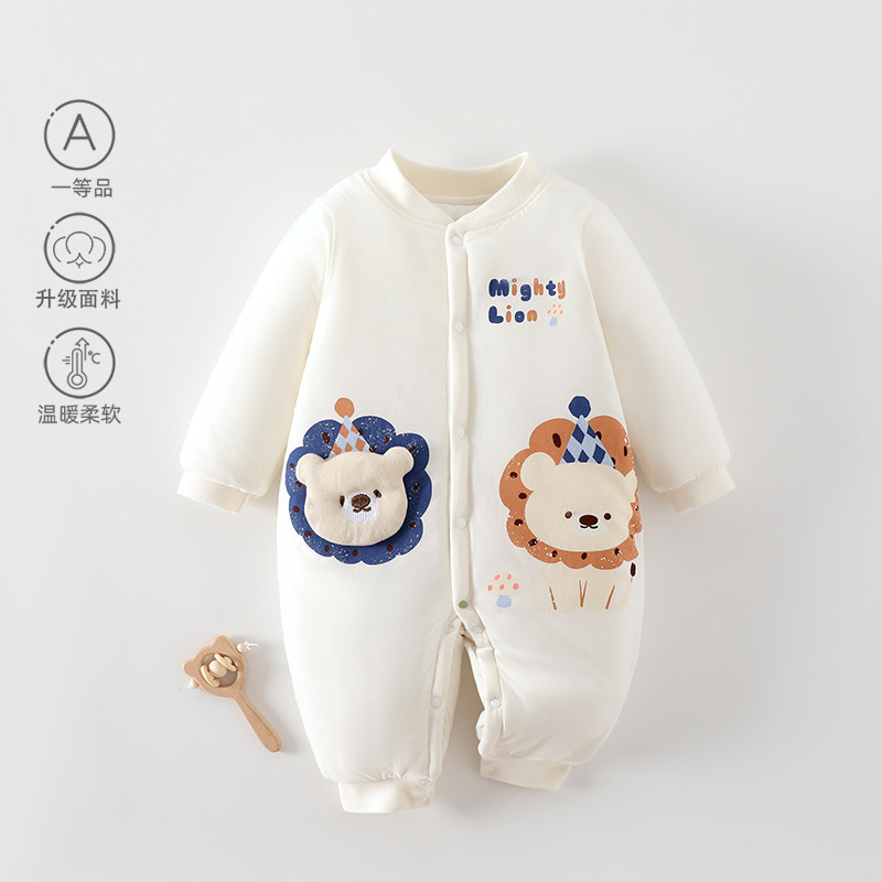 婴儿连体衣加棉加厚冬装新生儿衣服秋冬款卡通宝宝棉服棉衣厚棉袄