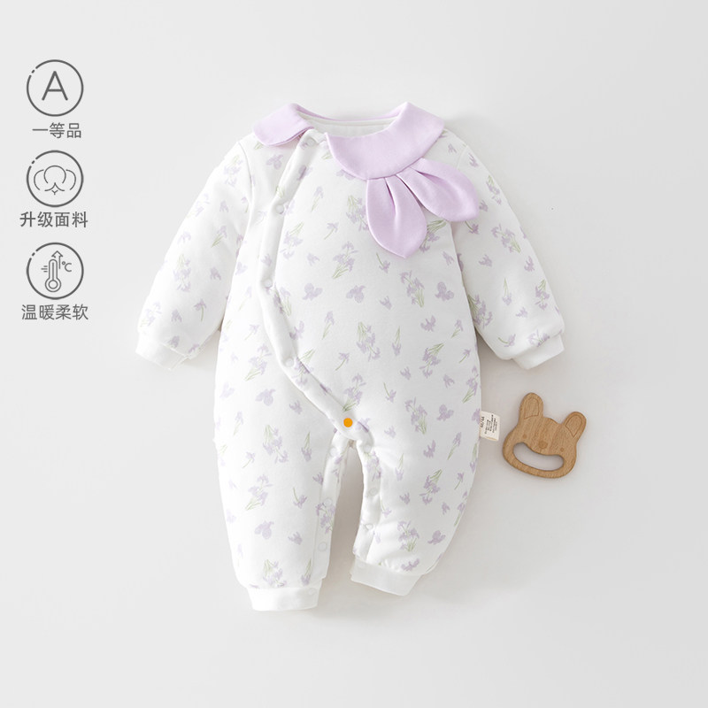 婴儿冬季加棉加厚连体衣男女宝宝棉衣棉服保暖哈衣爬服新生儿衣服