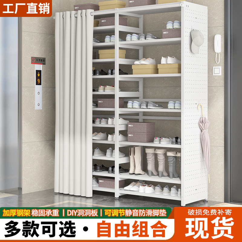 钢制鞋架家用门口多层置物架入户玄关柜大容量落地防尘鞋柜收纳柜