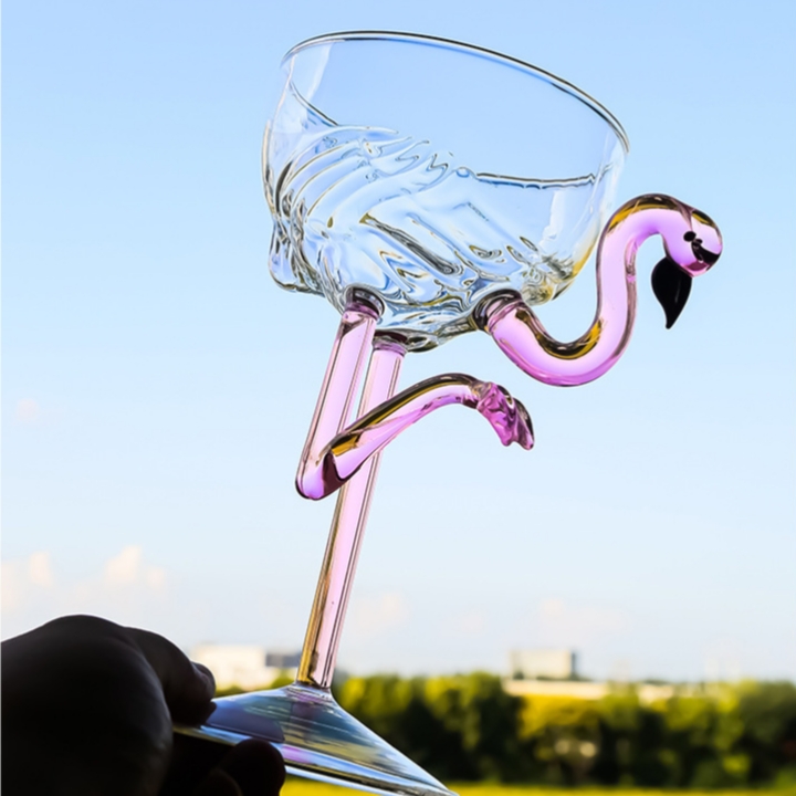 创意火烈鸟高脚杯酒吧鸡尾酒杯粉色高颜值家用葡萄酒饮料果汁杯子