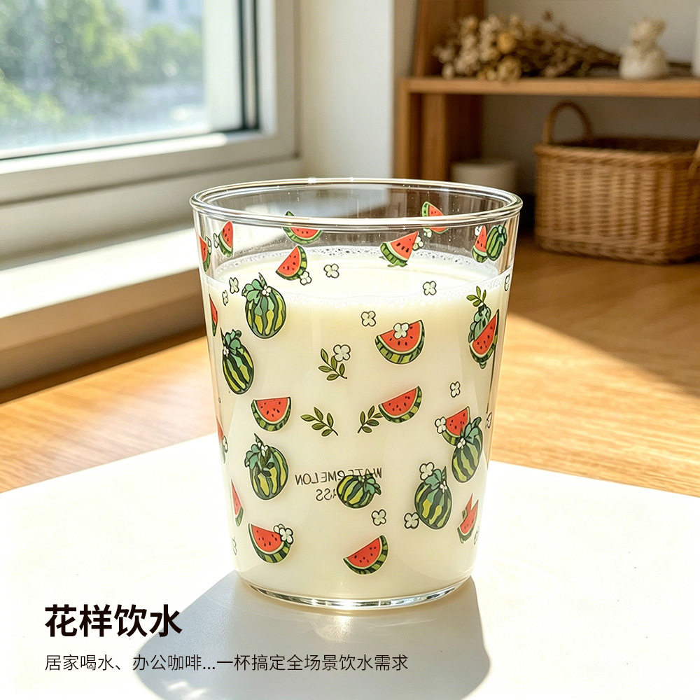 夏日可爱卡通玻璃水杯 350m文化创意杯子