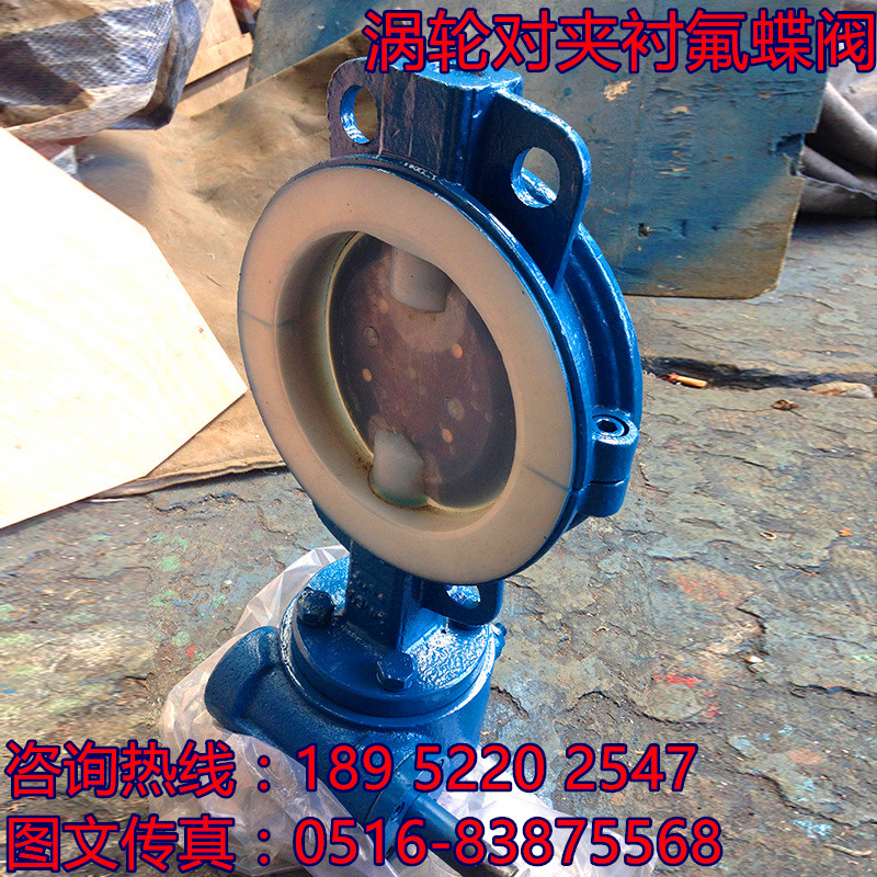 D371F46-16C铸钢对夹式手柄/涡轮防腐耐酸四氟衬氟蝶阀DN50 2寸