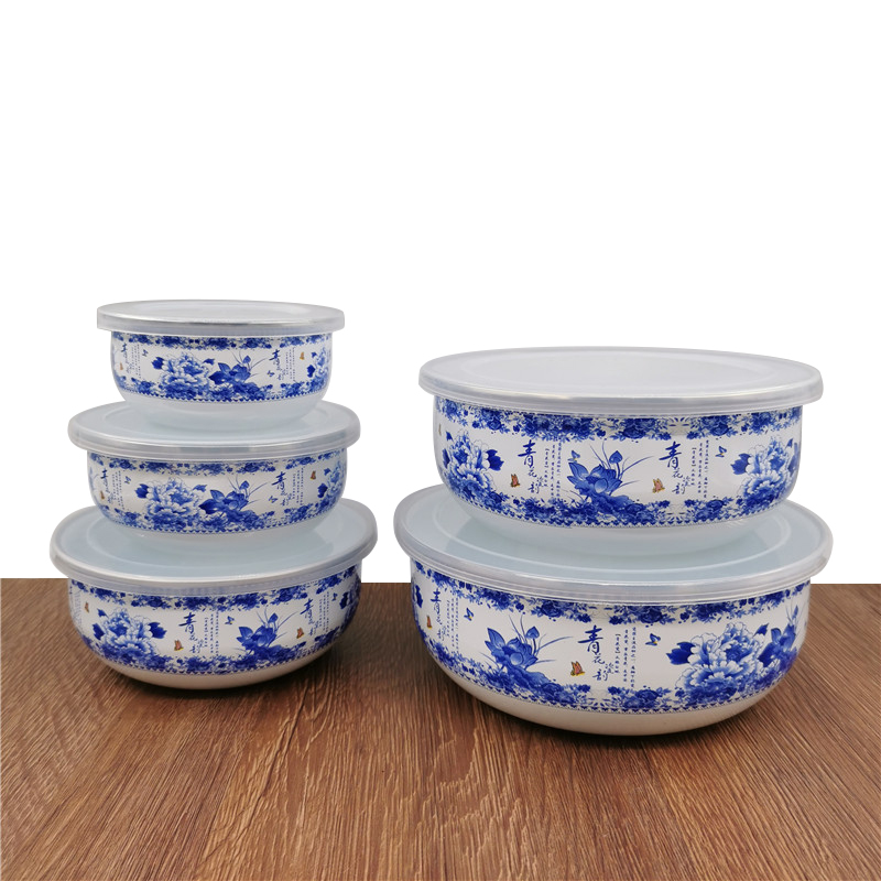 老式珐琅怀旧圆形儿童面碗保鲜碗