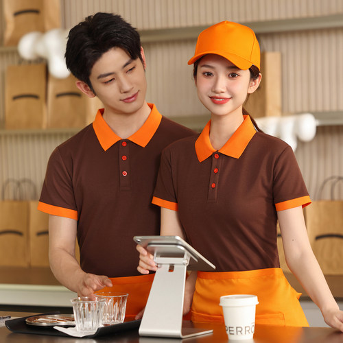 夏季餐饮POLO衫工作服定制logo