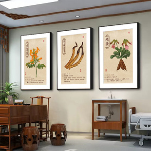 中药房装饰画中药材功效作用海报定制党参当归灵芝挂图中医宣传画