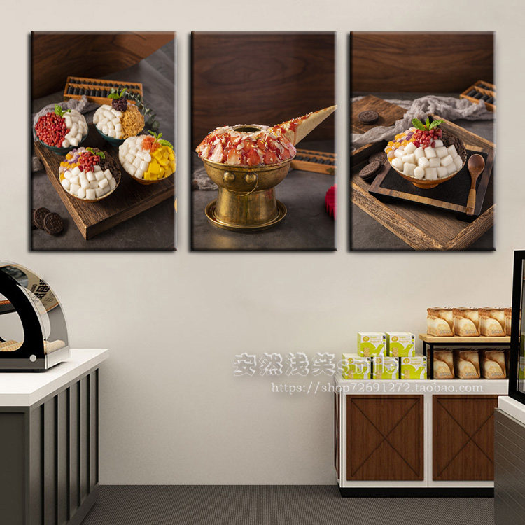 广式甜品店装饰挂画糖水甜品芋圆仙草背景墙壁画港式糖水店铺壁画