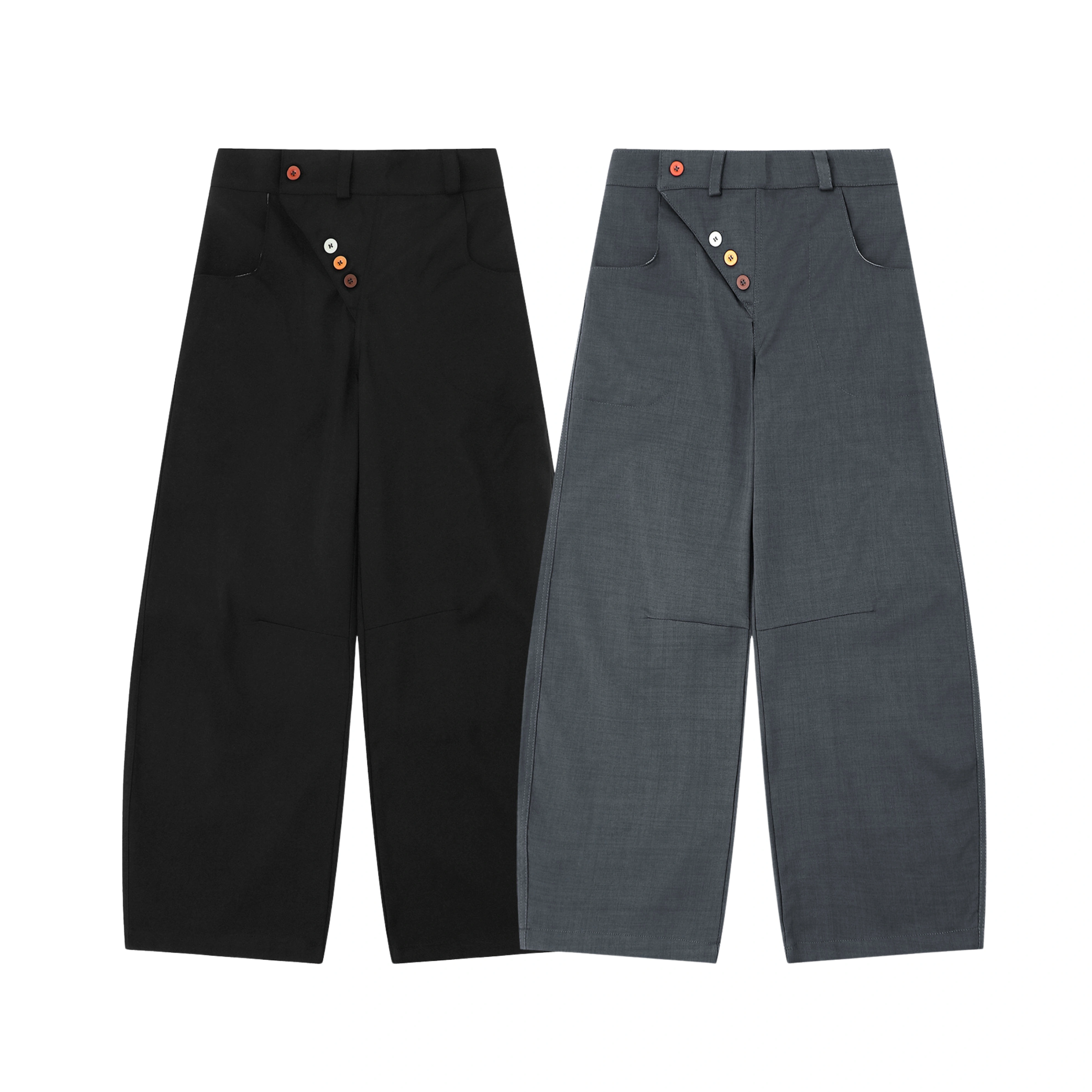 GEJONES纽扣小众设计师款弯刀休闲裤男女日系宽松垂感阔脚剪刀裤,男装,休闲裤,淘宝优惠券,粉丝福利购,淘宝优惠卷