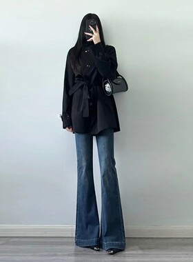修身显瘦裤高腰微喇牛仔裤女