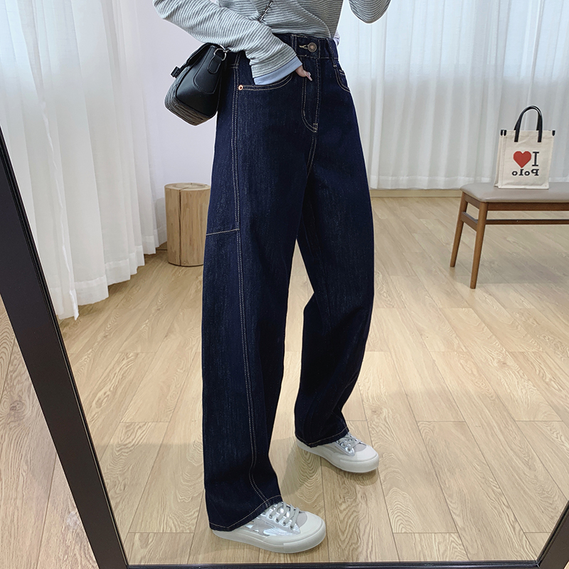 防褪色高腰显瘦茧型镰刀裤女