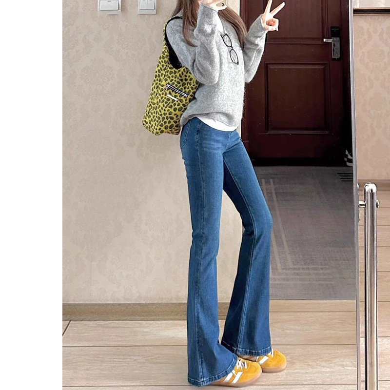 微喇牛仔裤女2024秋冬新款