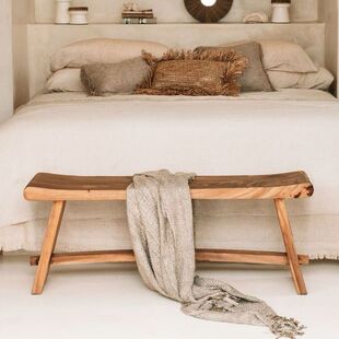 设计师款侘寂风做旧风化木原木纯实木长条凳长凳民宿床尾凳长板凳