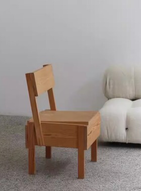 设计师款Enzo大师极简实木原木设计感中古咖啡店酒店民宿餐椅椅子