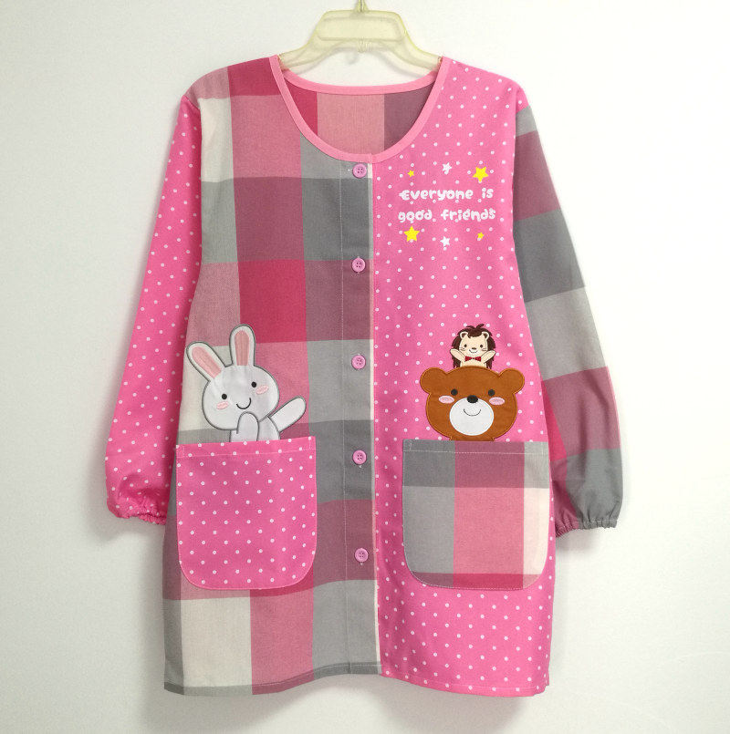 米老鼠迪士尼长袖有袖围裙家务清洁日式厨房用罩衣反穿做饭居家服