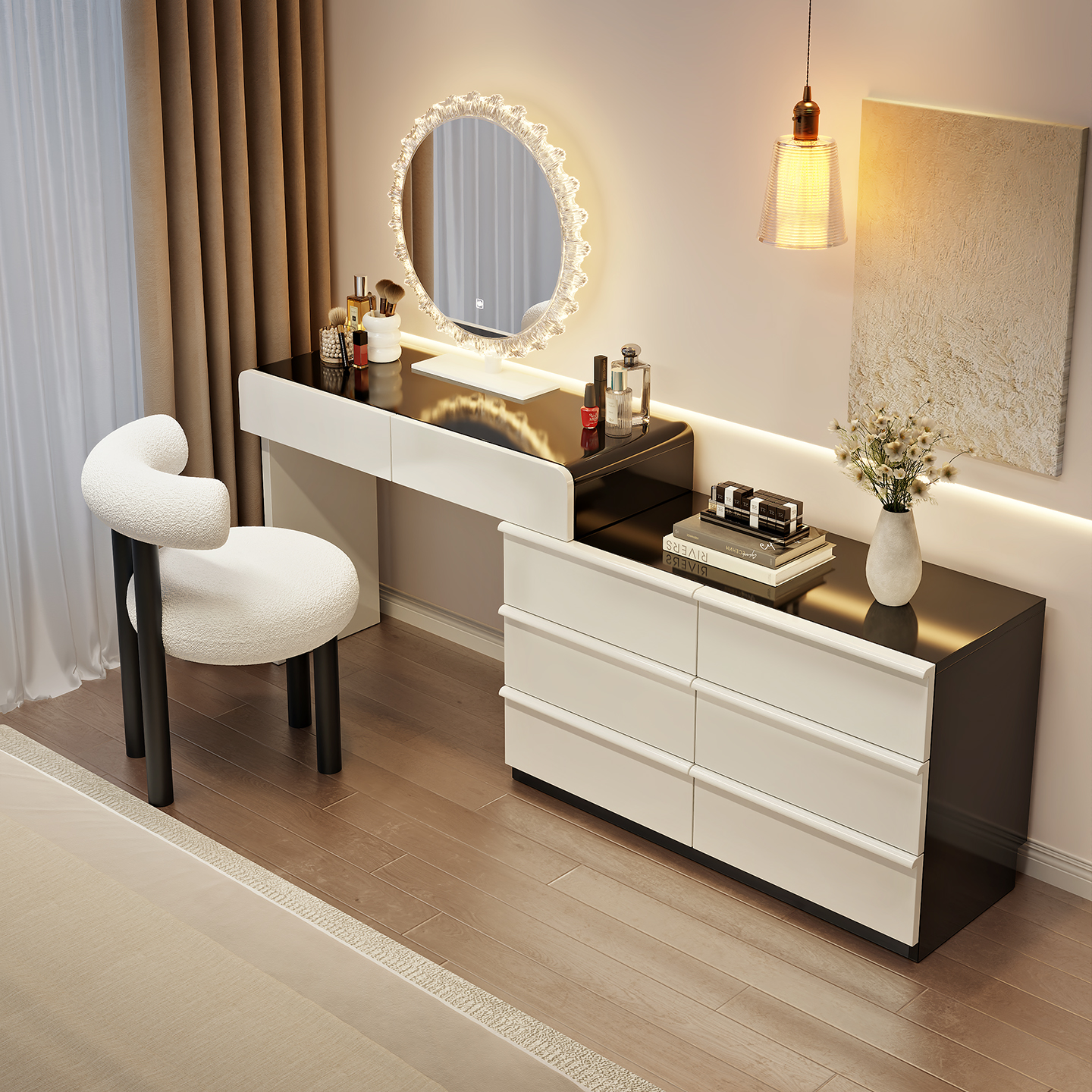 新款实木现代简约小户型梳妆台