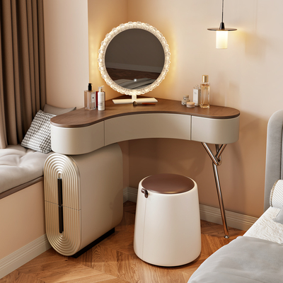 实木转角拐角小户型梳妆台中古风