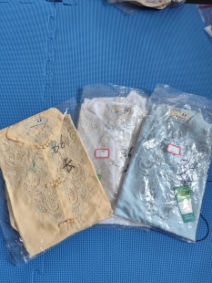 001白色刺绣手绣女士长袖女士上衣非真丝材质是的确良